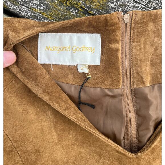 Vintage Margaret Godfrey Patchwork Leather Dress Long Sleeve Lined Sz 12 - Picture 6 of 9